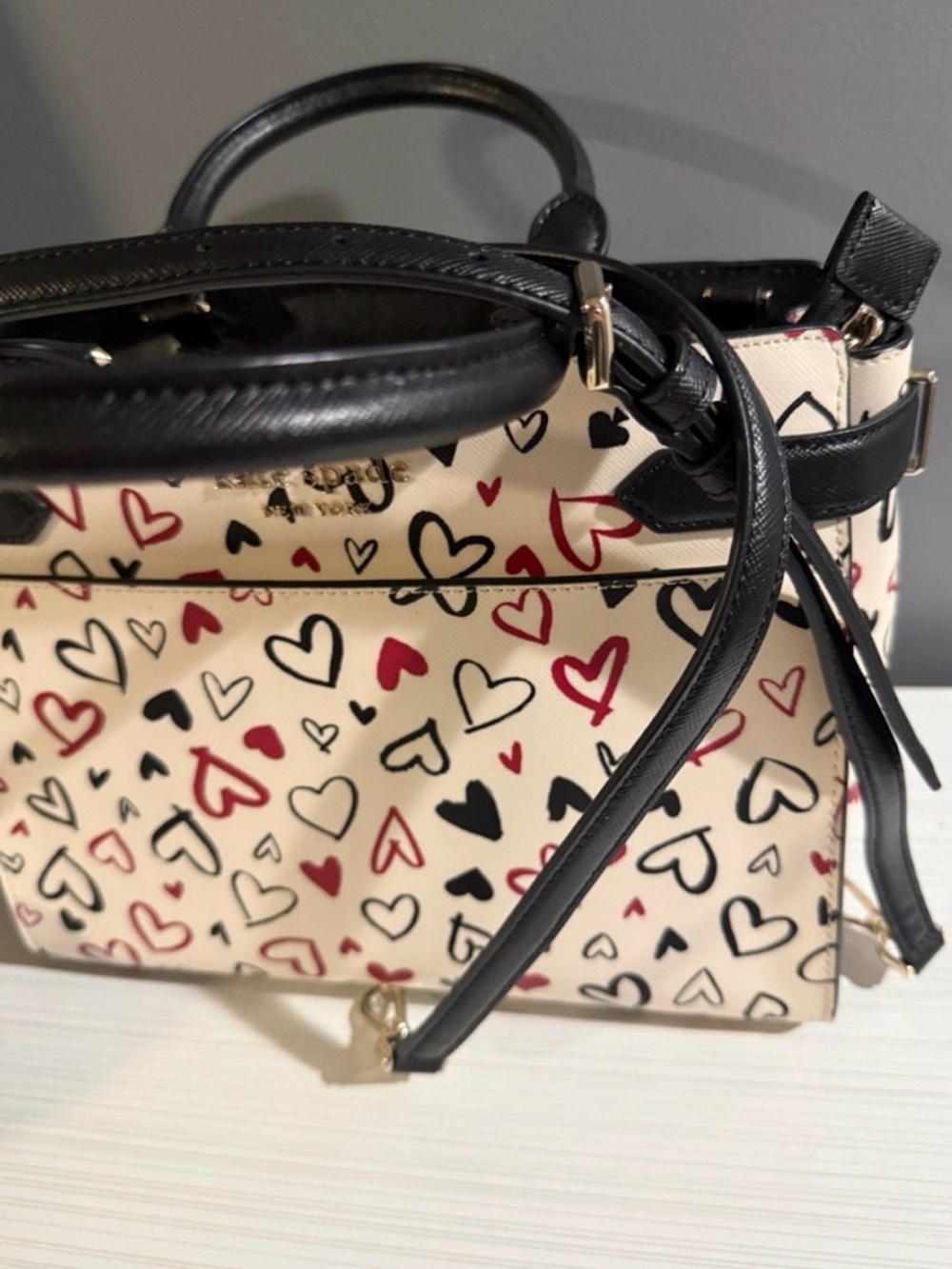 Kate Spade New York Staci Medium Satchel scribble hearts w/matching wallet NWOT - Picture 9 of 12